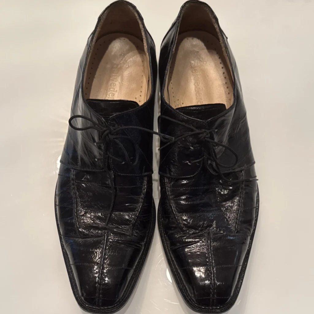 Belvedere Men's Black Genuine Eel Skin Square Toe Dress Shoes (US 10.5)