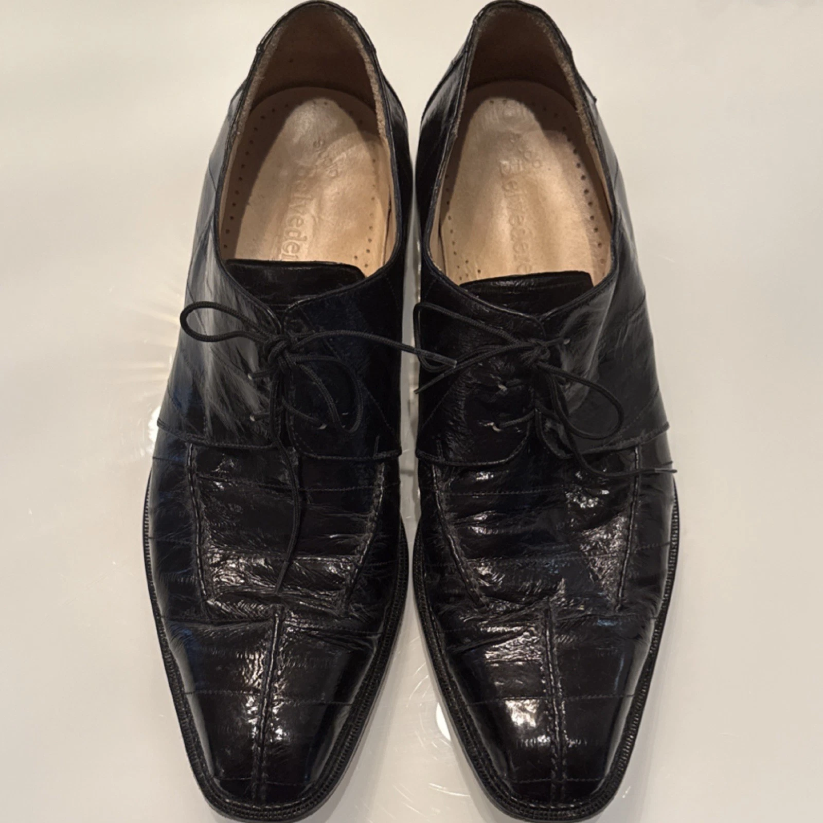Belvedere Men's Black Genuine Eel Skin Square Toe Dress Shoes (US 10.5) Belvedere Men's Black Genuine Eel Skin Square Toe Dress Shoes (US 10.5)