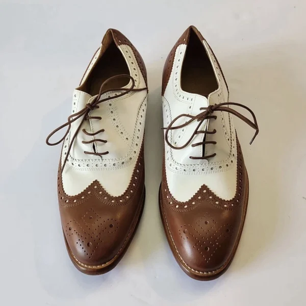 Vintage Paul Fredrick Two-Tone Brown and White Spectator Wingtip Brogue Oxford Shoes – Size 8.5 US : 41.5 EU 1